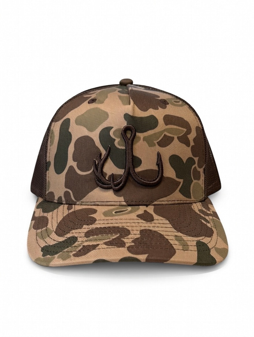 TrebleBuck Richardson 112 Trucker Hat Bark Duck Camo / Brown Outdoor & Hunting Cap
