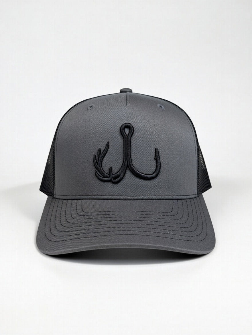 TrebleBuck Richardson 112 Trucker Hat Charcoal / Black Hunting and Outdoor Cap