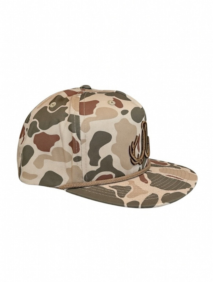 TrebleBuck Richardson 256 Rope Hat Harvest Duck Camo/Light Brown- Outdoor & Hunting Snapback